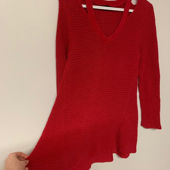 Style & Co Red Flared Sweater Dress - Picture 3 of 5